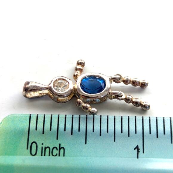 Vintage 925 Sterling Silver September Birthstone Mother's Necklace Pendant - Picture 3 of 4